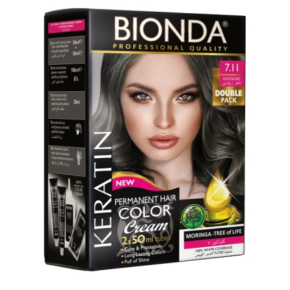 Боя за коса BIONDA Professional  2 x 50ml - 7.11 Маслинено рус